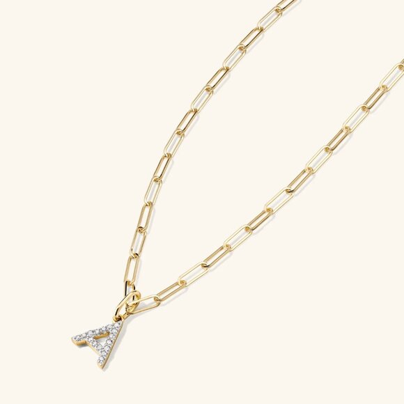 Letter H Mejuri Gold and Silver Initial Pendant - Picture 4 of 5